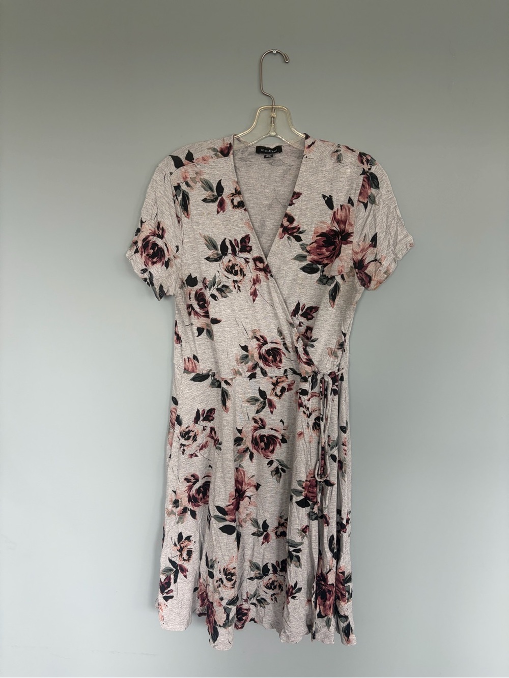le chateau Floral Wrap Midi Dress in Blush and Rose